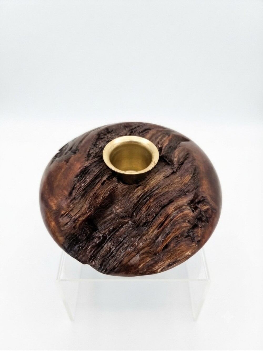 Vintage California Redwood Burl Live Edge Wood Taper Candle Holder Hand Turned